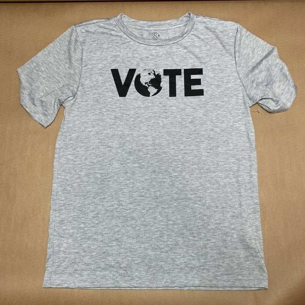 Light Gray Graphic VOTE Short Sleeve T-Shirt XXL